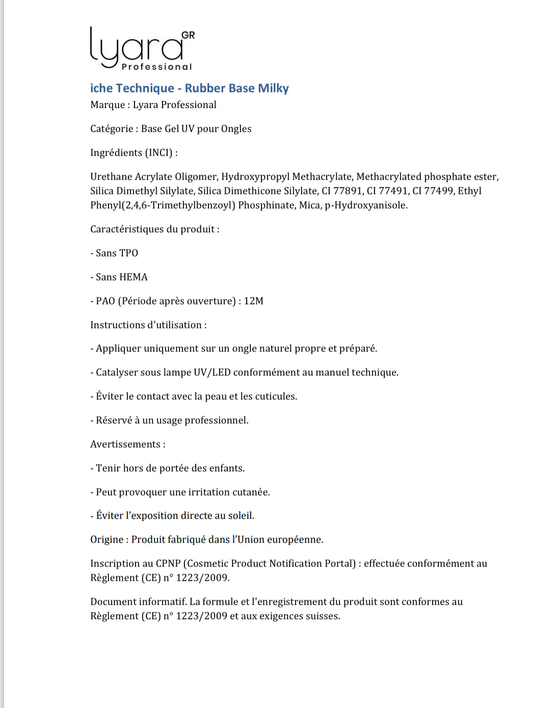 Rubber Base Milky 15ml