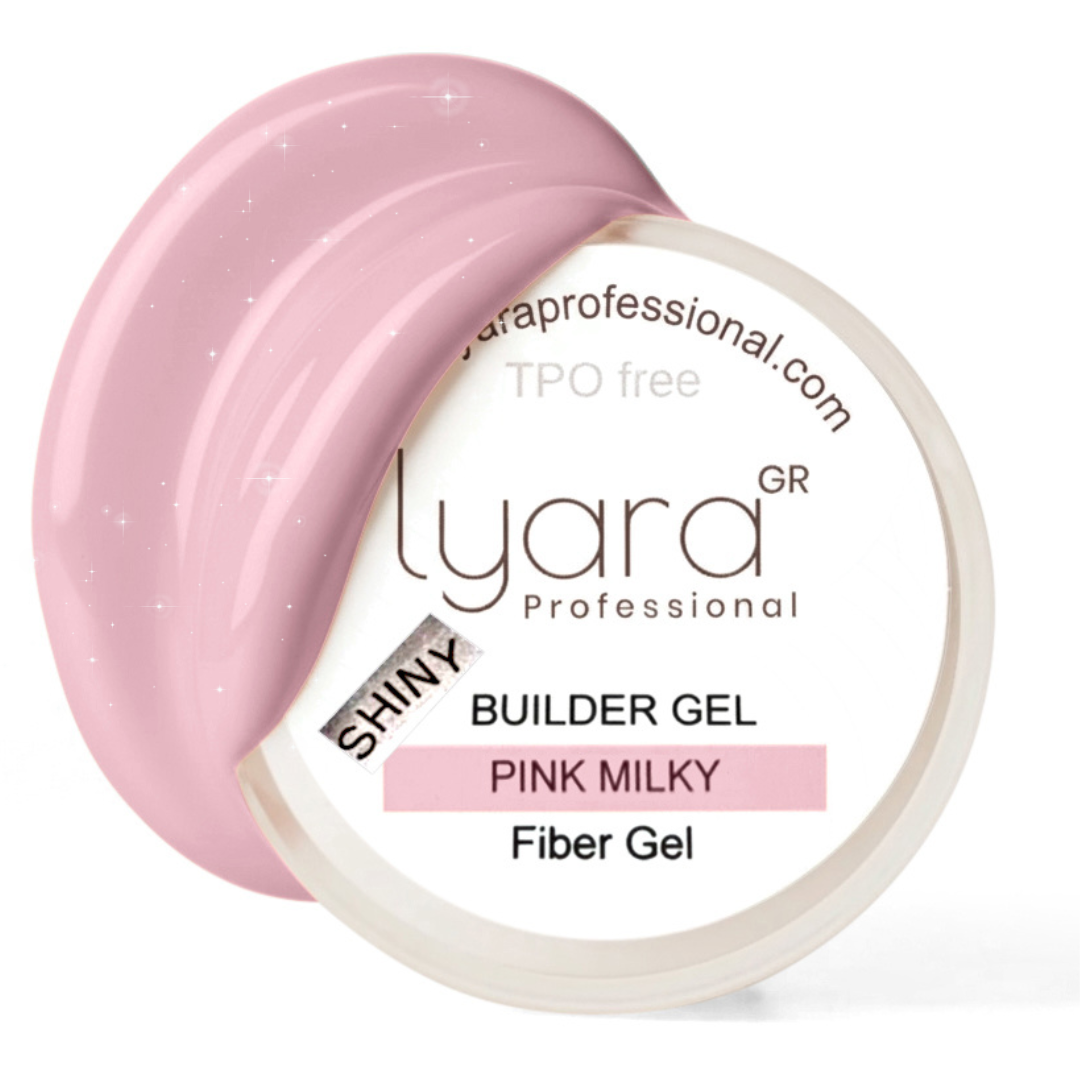 Gel Pink Milky shiny - Gel de construction avec fibre en verre 50g