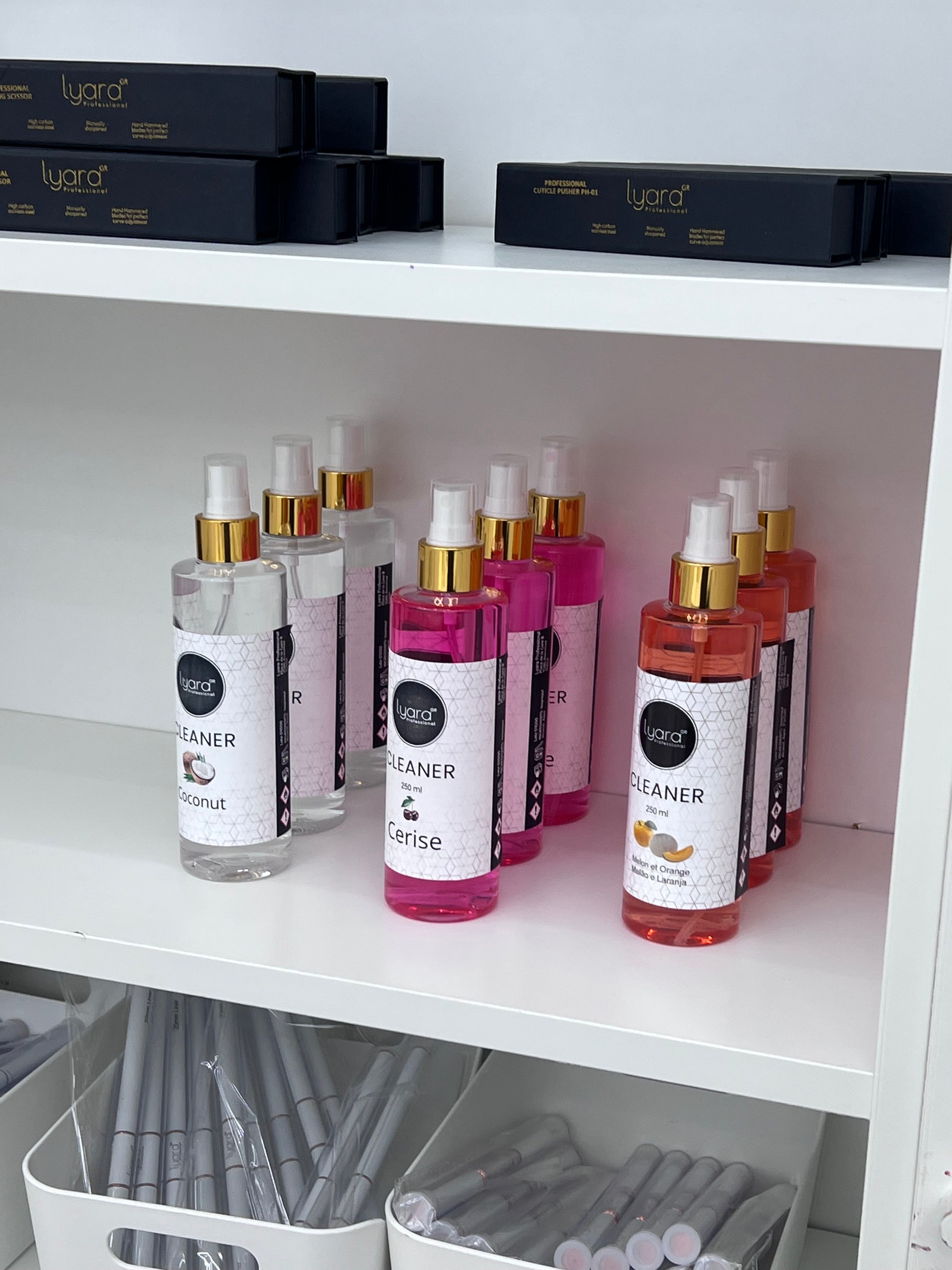 Produit de finition pour ongles – Cleaner UV Lyarà 250ml au parfum de cerise, usage professionnel