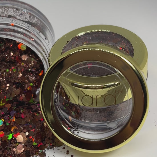 Nail Art tons terreux avec paillettes brun scintillantes